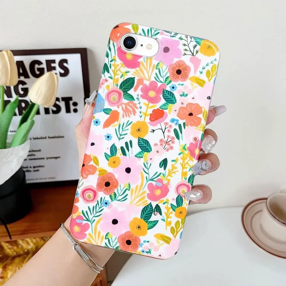 iPhone SE 2020 & 8/7 Case, Soft Shockproof/ Garden Flower Pattern Slim Fit